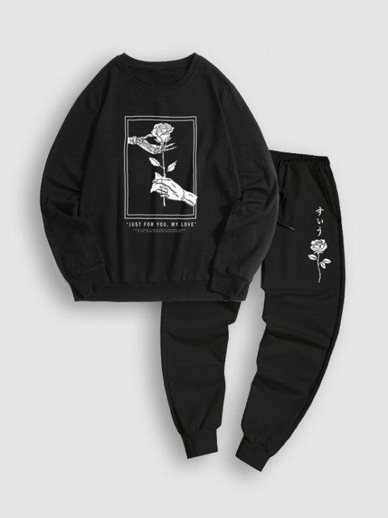 Rose Printed Sweatshirt And Pants-My 3D Hoodie