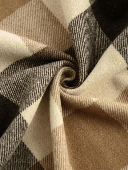 Plaid Pattern Double Pockets Shacket And Pants-My 3D Hoodie