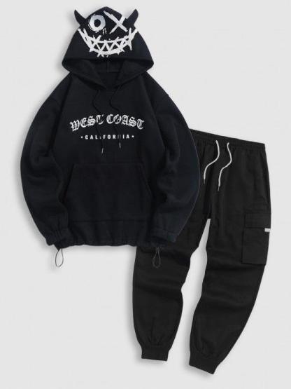 Graphic Hoodie And Cargo Pants Set-My 3D Hoodie