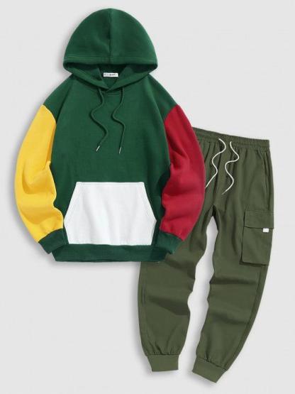 Hoodie With Pocket Cargo Pants Set-My 3D Hoodie