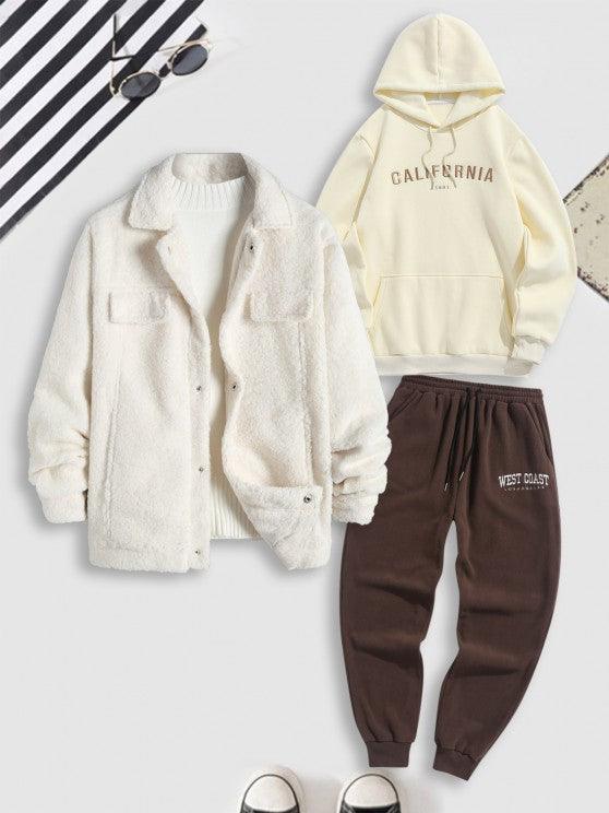3 Pieces Embroidery Letter Pants Outfits - My 3D Hoodie