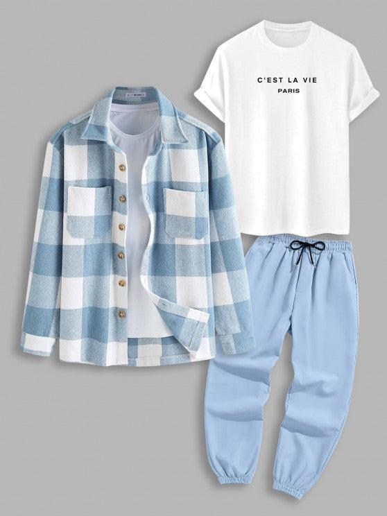 3 Pieces Letter Print Outfit Sets - My 3D Hoodie