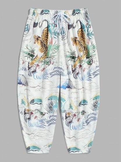 Patterned Shirt And Capri Pants Set-My 3D Hoodie