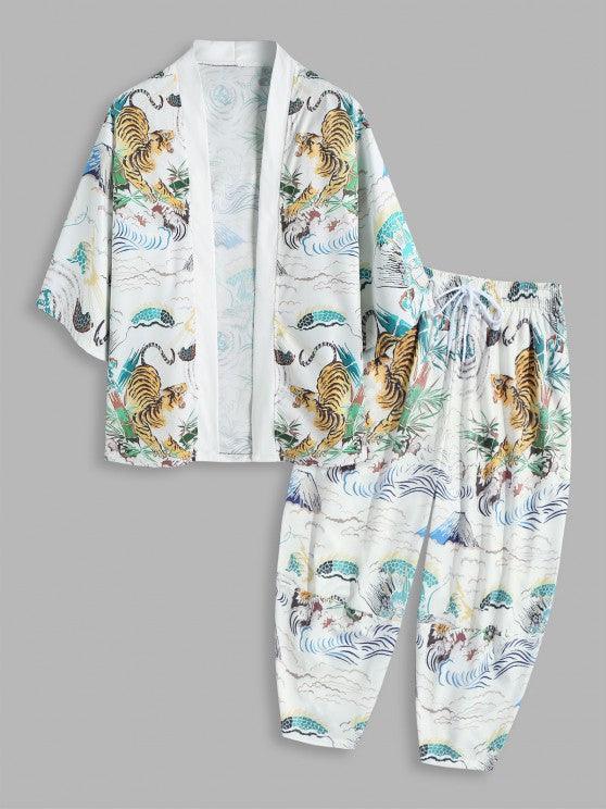 Patterned Shirt And Capri Pants Set-My 3D Hoodie