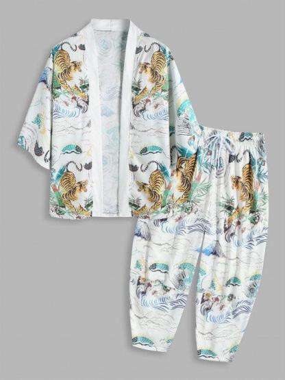 Patterned Shirt And Capri Pants Set-My 3D Hoodie