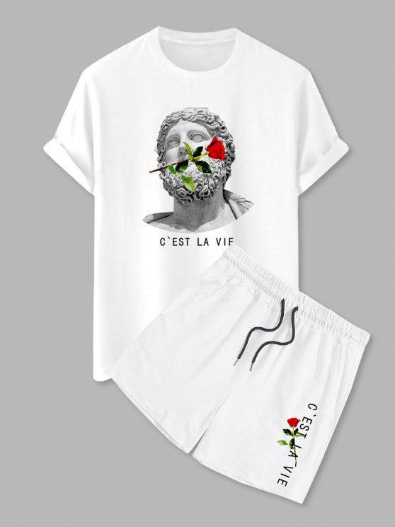 Graphic Patterned Shirt And Shorts Set-My 3D Hoodie