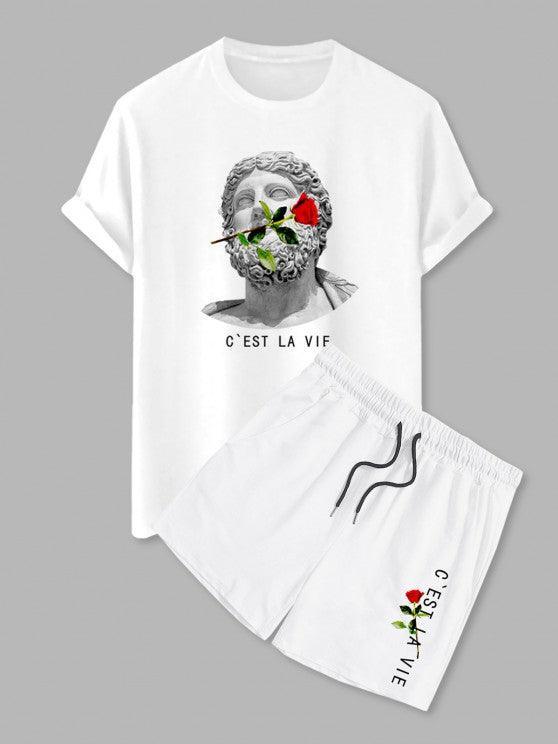 Graphic Patterned Shirt And Shorts Set-My 3D Hoodie