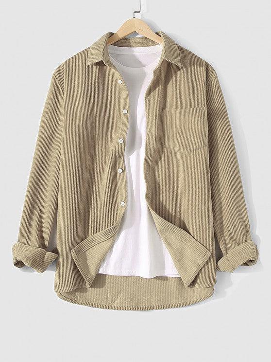 Letter Printed T Shirt With Corduroy Shirt And Shorts-My 3D Hoodie