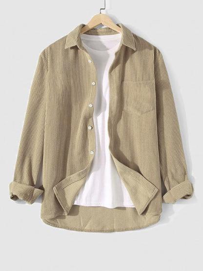 Letter Printed T Shirt With Corduroy Shirt And Shorts-My 3D Hoodie