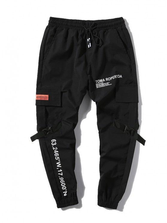 Printed Shirt And Letter Print Cargo Joggers Set-My 3D Hoodie