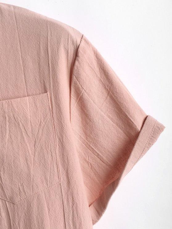 Plain Short Sleeves Shirt With Drawstring Shorts-My 3D Hoodie