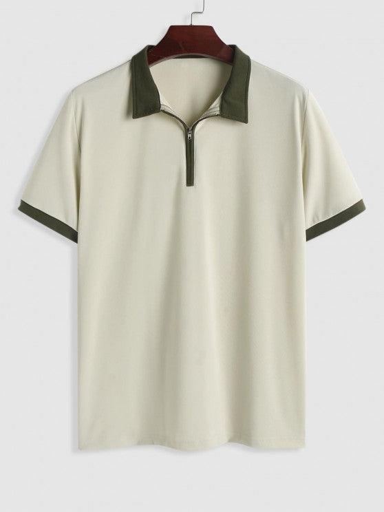 Quarter Zip Design Polo Collared T Shirt And Pants-My 3D Hoodie