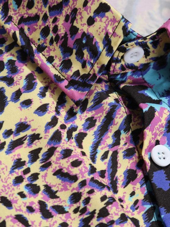 Leopard Pattern Vacation Short Sleeves Shirt And Pants-My 3D Hoodie