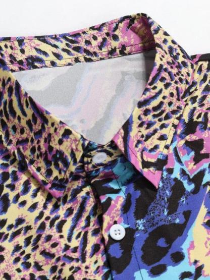 Leopard Pattern Vacation Short Sleeves Shirt And Pants-My 3D Hoodie
