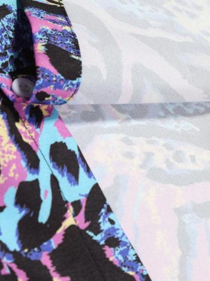 Leopard Pattern Vacation Short Sleeves Shirt And Pants-My 3D Hoodie