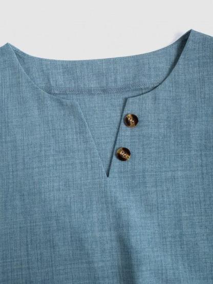 Notch Collar T Shirt With Solid Colored Shorts-My 3D Hoodie