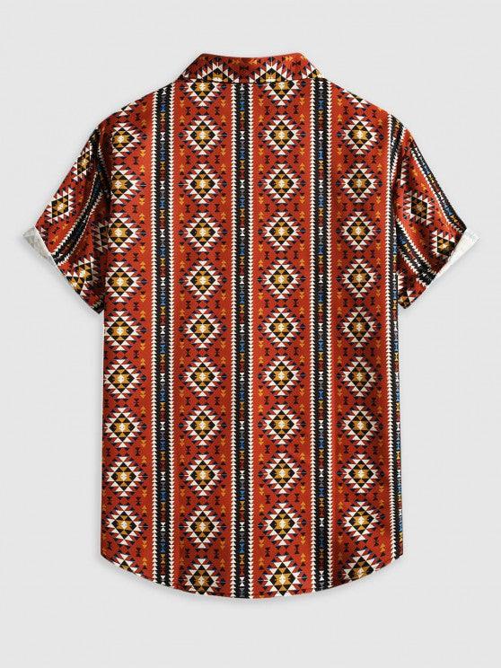 Geometric Pattern Shirt And Cargo Pants Set-My 3D Hoodie