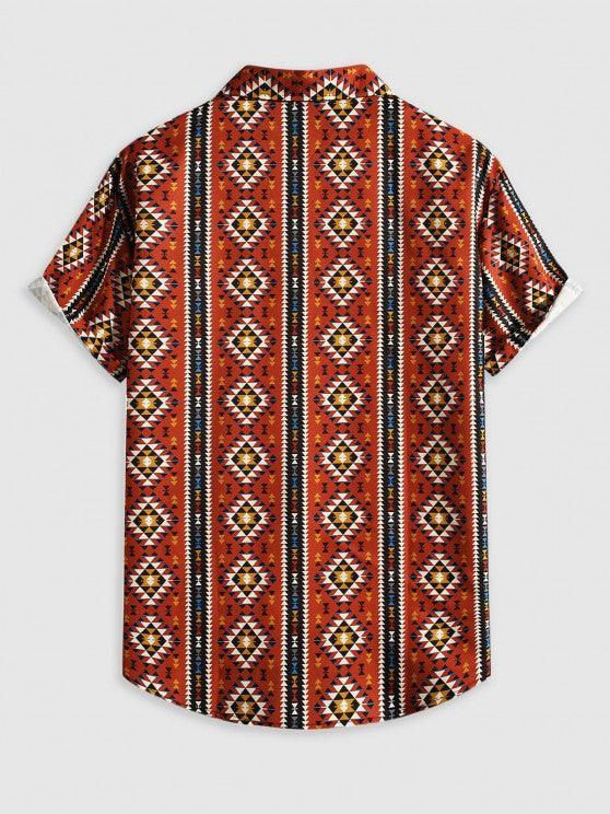 Geometric Pattern Shirt And Cargo Pants Set-My 3D Hoodie