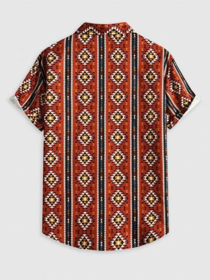 Geometric Pattern Shirt And Cargo Pants Set-My 3D Hoodie