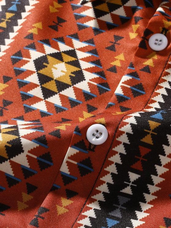 Geometric Pattern Shirt And Cargo Pants Set-My 3D Hoodie