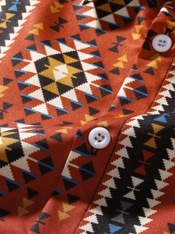 Geometric Pattern Shirt And Cargo Pants Set-My 3D Hoodie