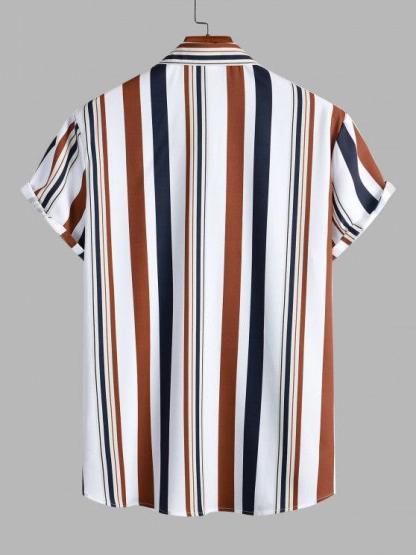 Stripes Printed Shirt And Tech Wear Cargo Pants Set-My 3D Hoodie