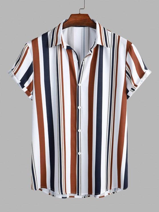 Stripes Printed Shirt And Tech Wear Cargo Pants Set-My 3D Hoodie