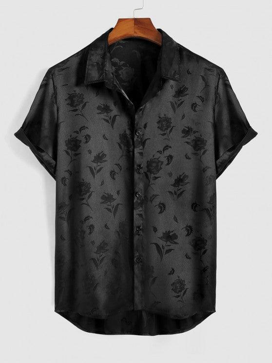 Jacquard Silky Shirt With Printed Basic T Shirt And Pants-My 3D Hoodie