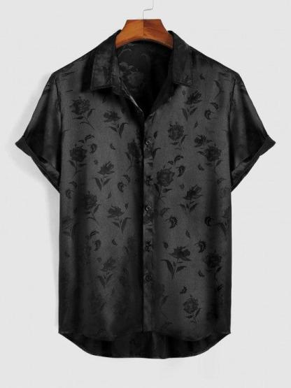Jacquard Silky Shirt With Printed Basic T Shirt And Pants-My 3D Hoodie