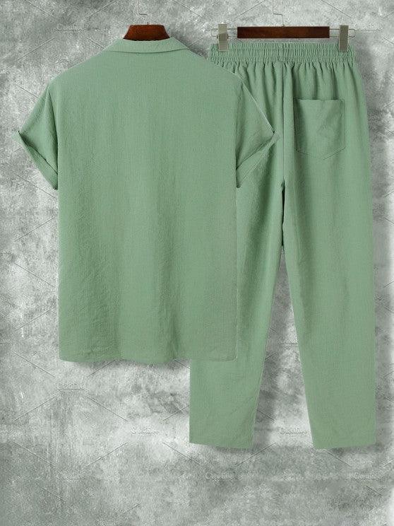 Lapel Collar Short Sleeve Shirt And Casual Pant-My 3D Hoodie