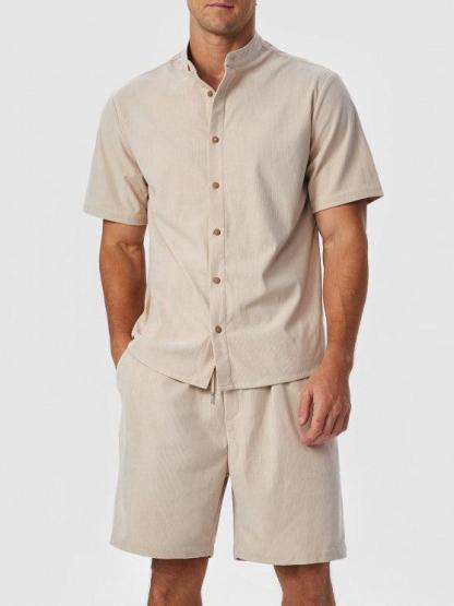 Corduroy Shirt And Shorts Two Pieces Set-My 3D Hoodie