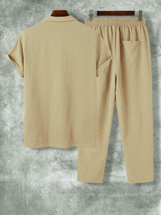 Lapel Collar Short Sleeve Shirt And Casual Pant-My 3D Hoodie