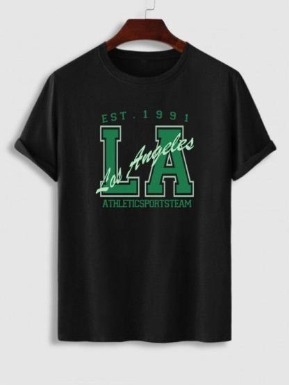 Los Angeles Letter Printed T Shirt And Shorts-My 3D Hoodie
