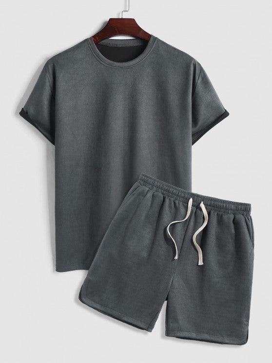 Solid Plain Short Sleeves T Shirt And Shorts-My 3D Hoodie