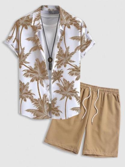 Tropical Print Short Sleeve Hawaiian Shirt And Shorts-My 3D Hoodie