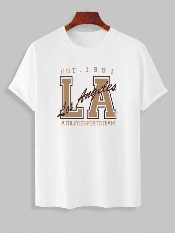 Los Angeles Letter Printed T Shirt And Shorts-My 3D Hoodie