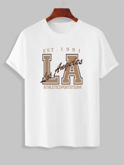 Los Angeles Letter Printed T Shirt And Shorts-My 3D Hoodie