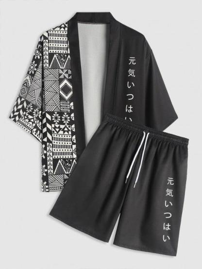Japanese Print Kimono And Casual Shorts Set-My 3D Hoodie