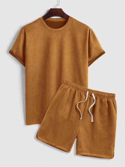 Solid Plain Short Sleeves T Shirt And Shorts-My 3D Hoodie