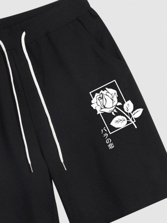 Casual Rose Print T Shirt And Shorts-My 3D Hoodie