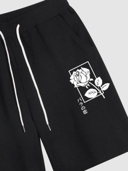 Casual Rose Print T Shirt And Shorts-My 3D Hoodie