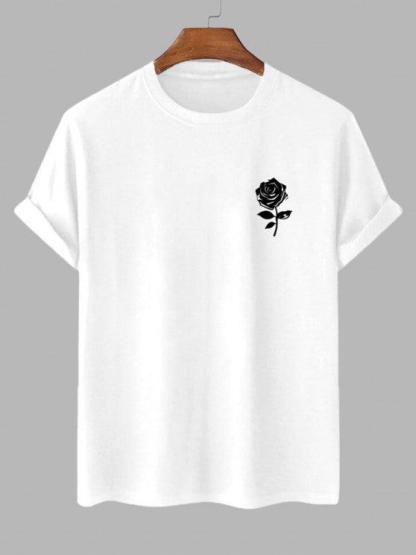 Casual Rose Print T Shirt And Shorts-My 3D Hoodie