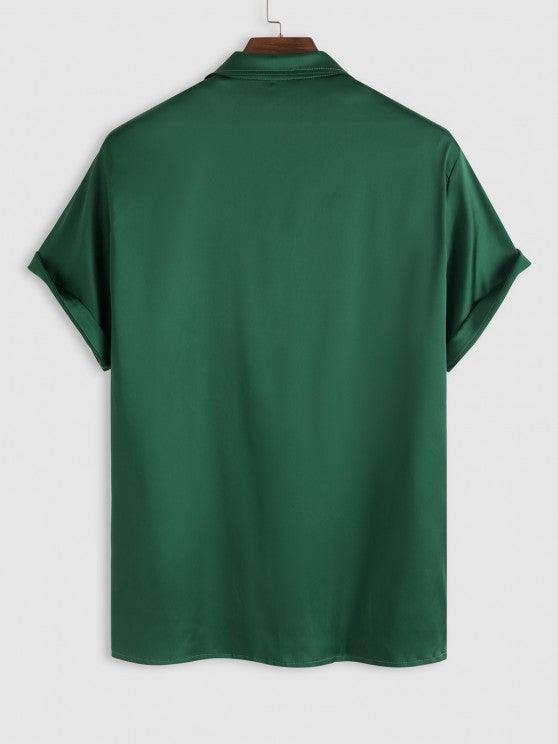 Embroidered Silky Satin Shirt And Shorts-My 3D Hoodie