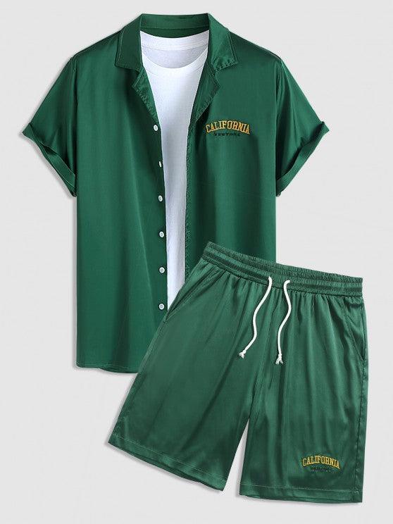 Embroidered Silky Satin Shirt And Shorts-My 3D Hoodie