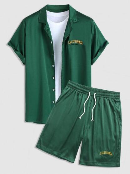 Embroidered Silky Satin Shirt And Shorts-My 3D Hoodie