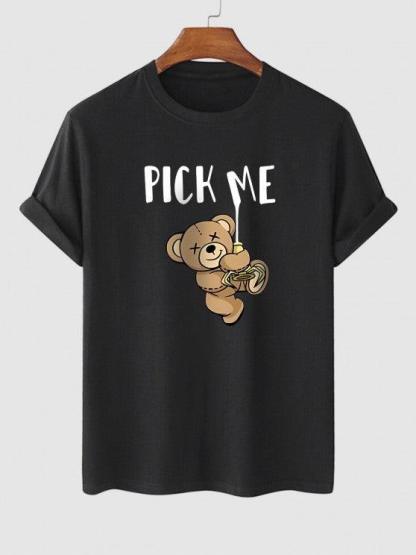 Bear Print Short Sleeve T Shirt And Basic Casual Shorts Set-My 3D Hoodie
