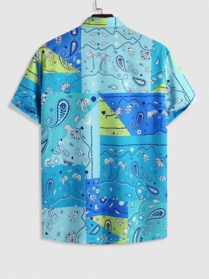 Coconut Tree Pattern Short Sleeves Shirt And Casual Shorts Set-My 3D Hoodie