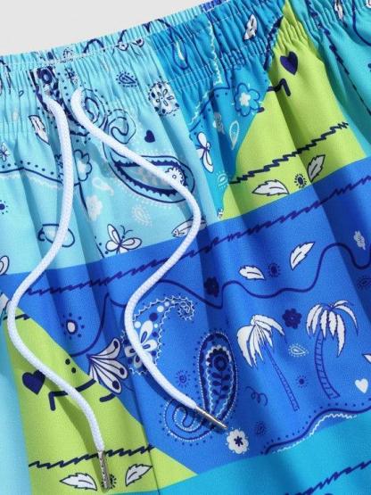 Coconut Tree Pattern Short Sleeves Shirt And Casual Shorts Set-My 3D Hoodie