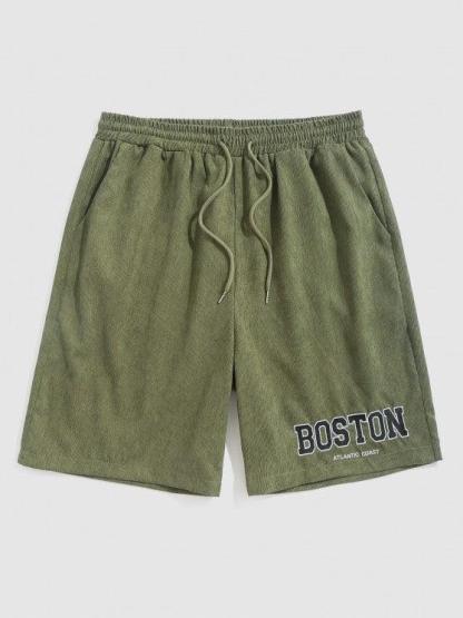 Boston Embroidered Tee And Shorts Set-My 3D Hoodie