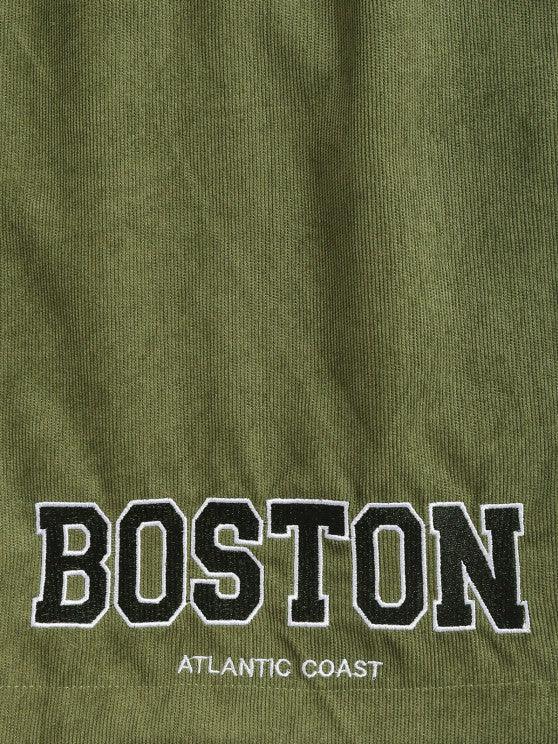 Boston Embroidered Tee And Shorts Set-My 3D Hoodie
